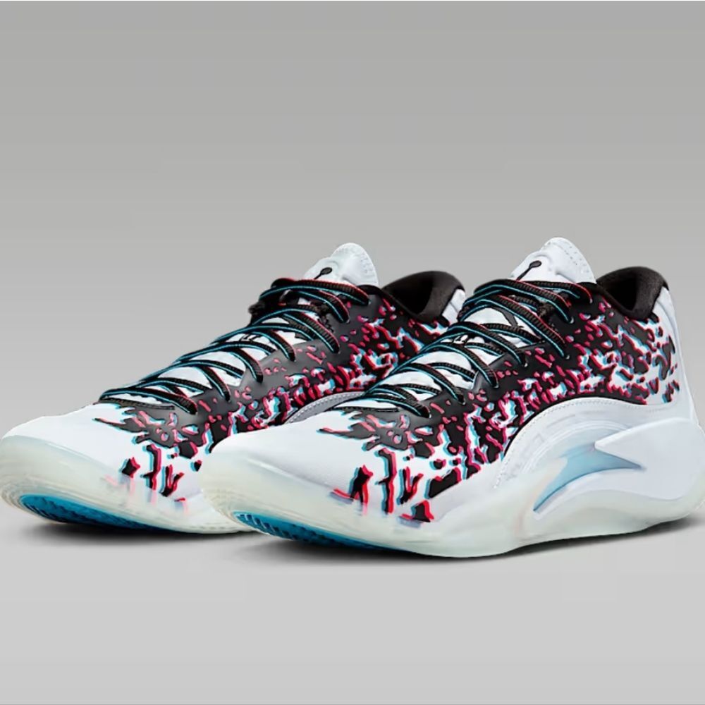 Jordan Zion 3 NRG 3D Shoes- Football Grey/Flash Crimson/Chlorine Blue/Black